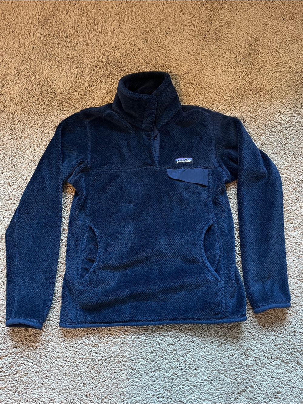 Patagonia Retool Snap T Pullover Navy Blue Women’s Polartec Fleece, size XS